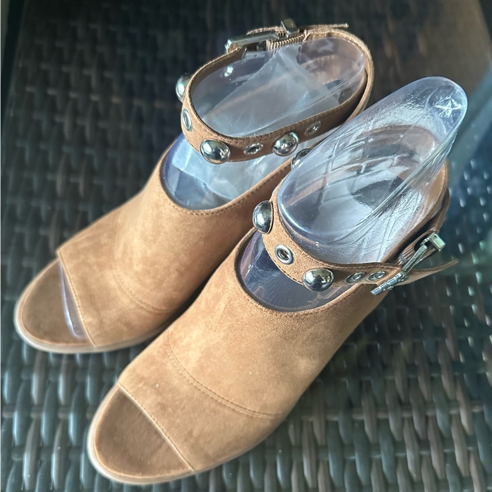 NWT Kiki, Saddle Circus by Sam Edelman Brown Suede Heeled Sandal Women's 8.5